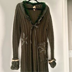 Vintage Green Knit Trench Coat